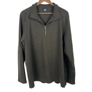 Banana Republic Sweater Mens XL Long Sleeve Brown 1/4 Zip Collared Cotton